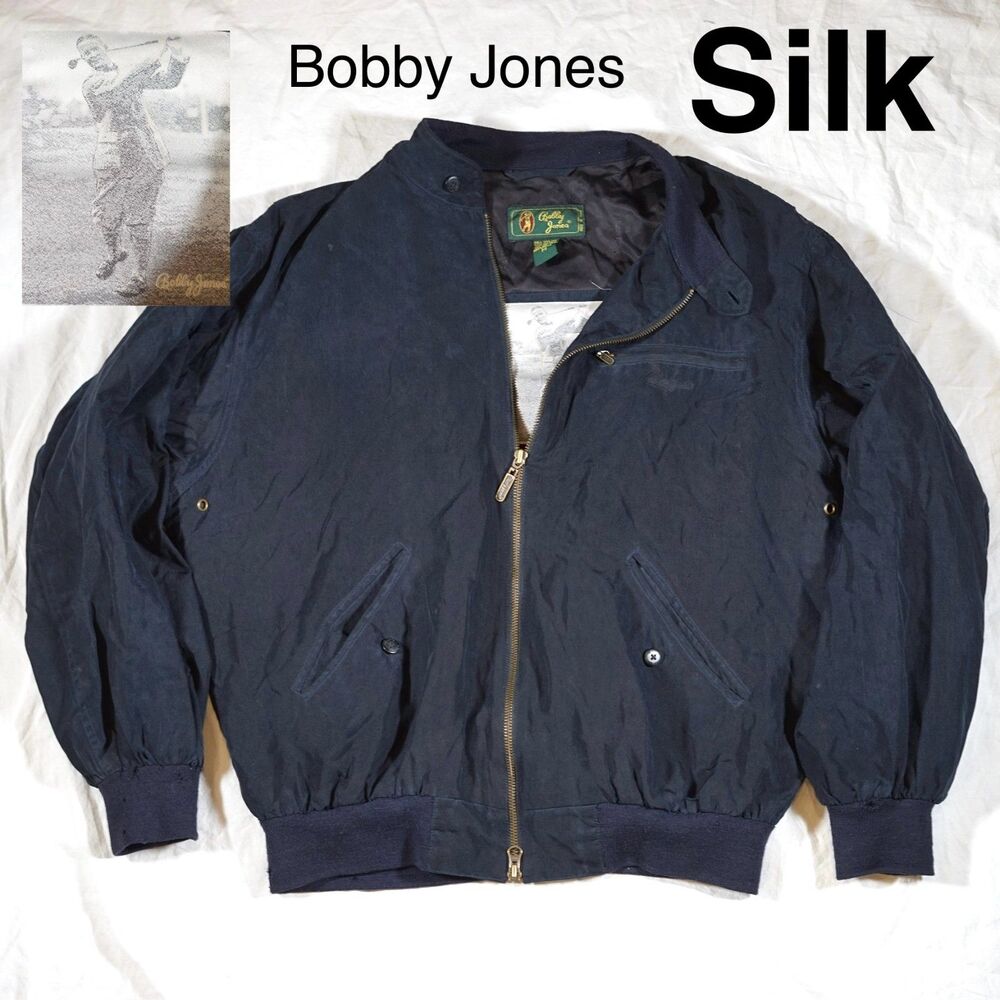 Bobby Jones Silk Bomber Jacket Vintage Rare Golf Mens Medium READ